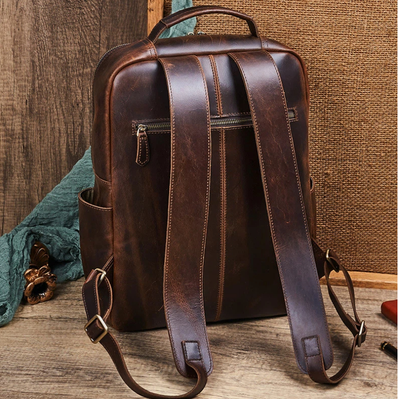 Men's Top Grain Waxed Leather  - Leather Backpack Vintage review and price