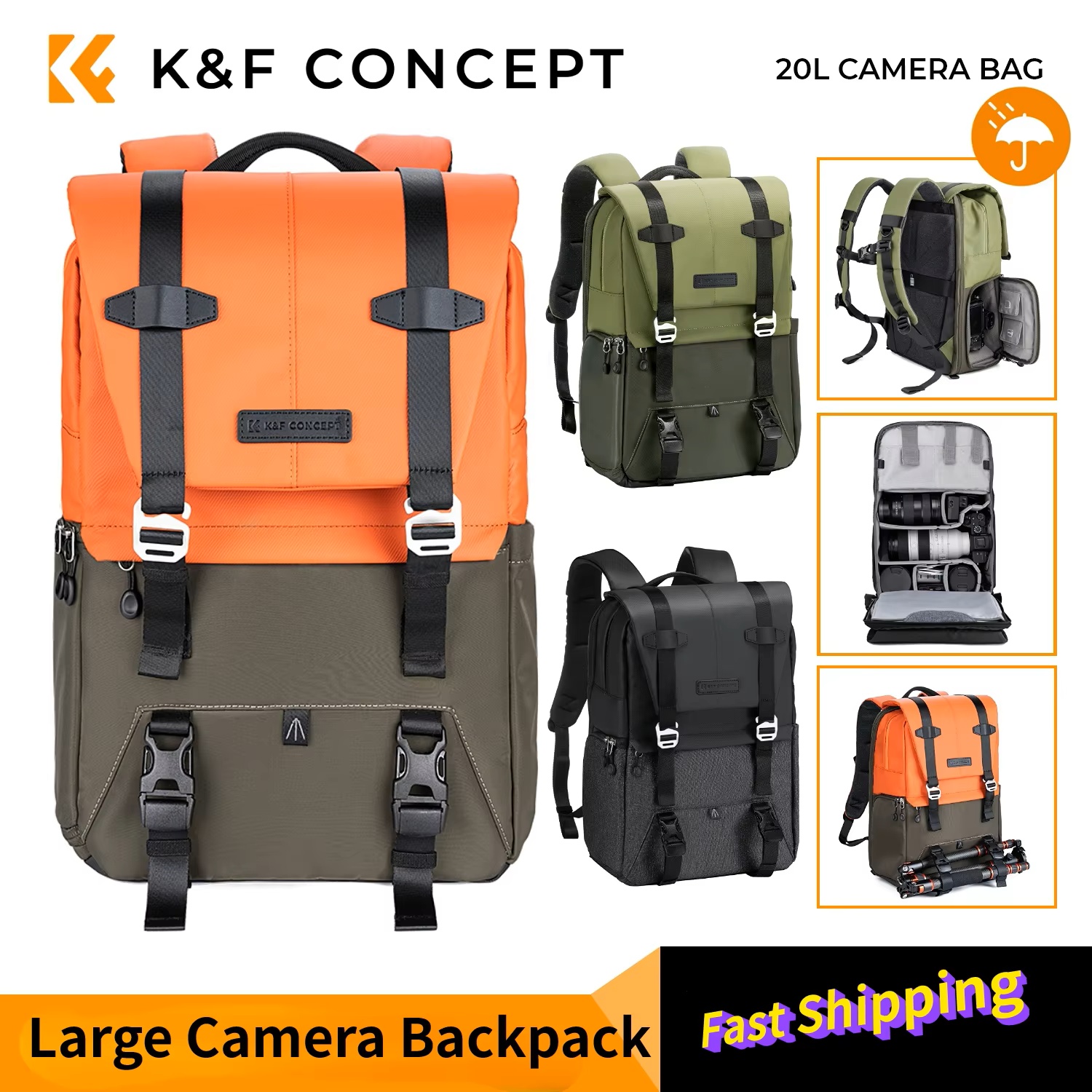 K&F CONCEPT Camera Backpack Tr - Laptop Backpack 15.6 review and price