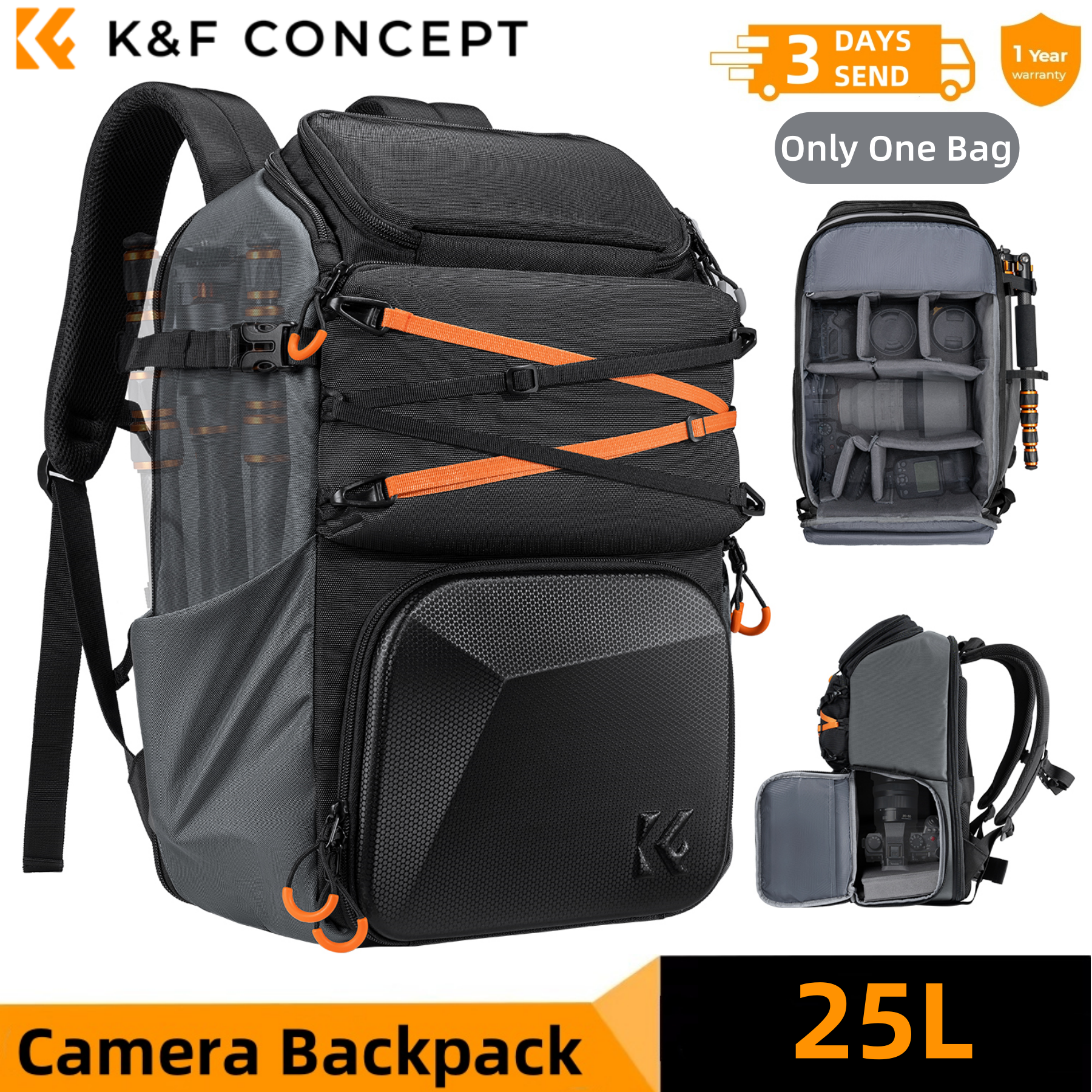 K&F CONCEPT 25L Outdoor Camera - Rain Cover Backpack review and price