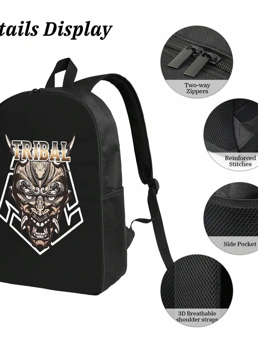 Tribal Demon Print Waterproof  - Travel Backpack Anti Theft review and price