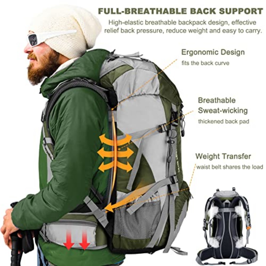 Loowoko 50L Hiking Backpack, W - Rain Cover Backpack review and price