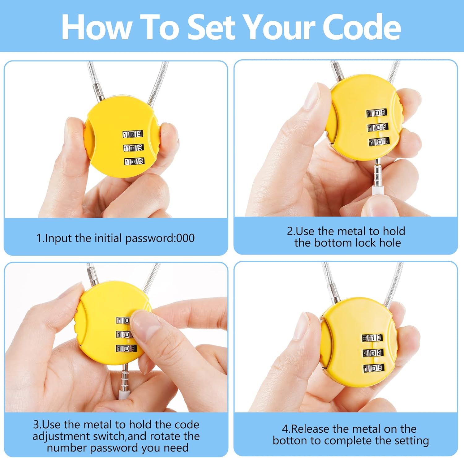 8 Pack Combination Wire Lock 3 - Backpack Lock Combo review and price